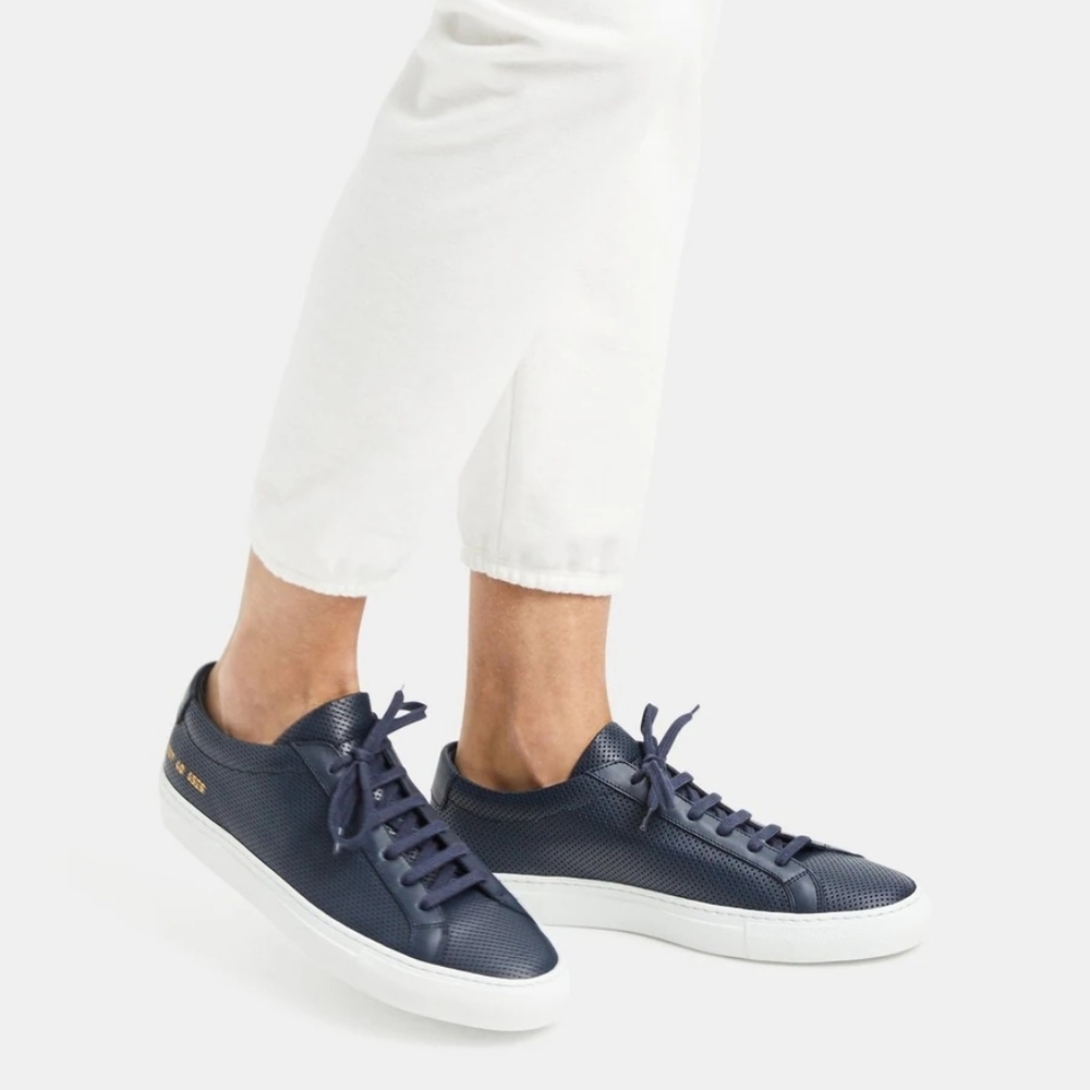 Common Projects Achilles‎ Perforated Leather Blue  Sneakers Mens Size